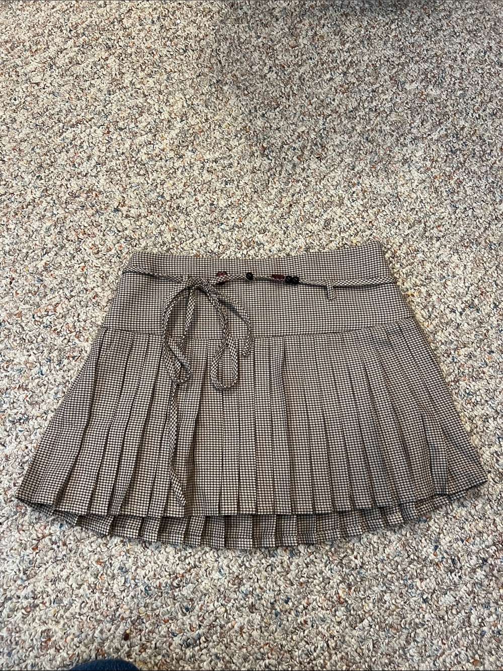 Princess Polly Brown Houndstooth Pleated Mini Skirt